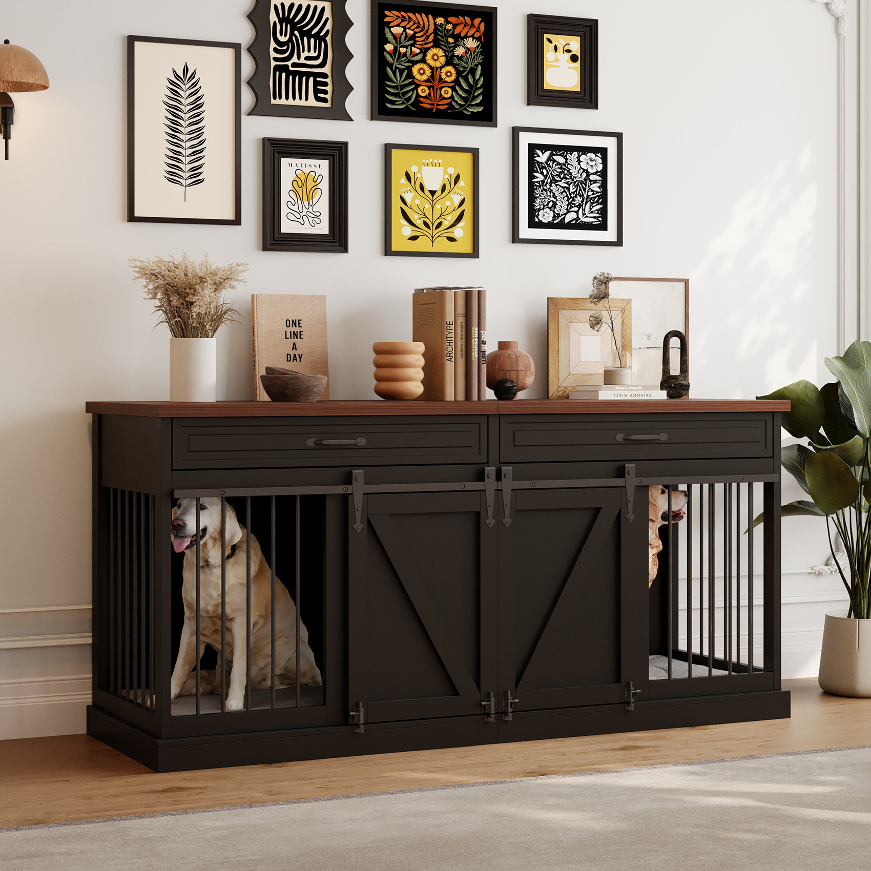 Tucker Murphy Pet™ Dog Crate Furniture Indoor Wooden Dog Kennel